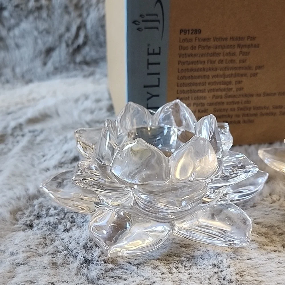 NIB PartyLite Lotus‎ Flower Votive Holder Pair P91289 - Picture 3 of 9